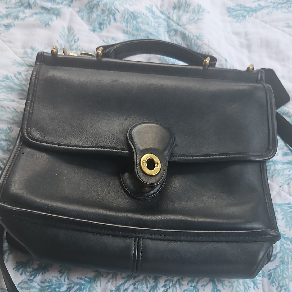 Vintage Coach Willis 9927 Black Leather Messenger Bag